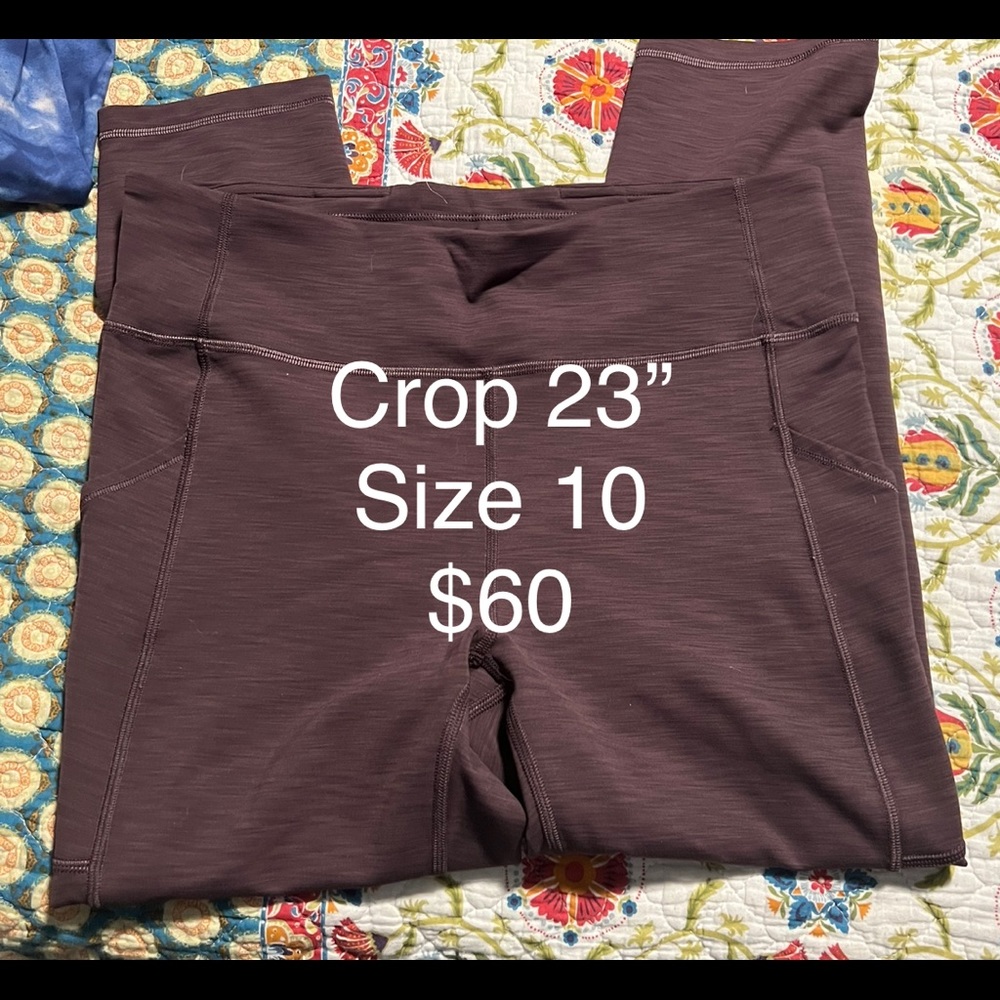 Lululemon 23” crop legging. Plum color, size 10